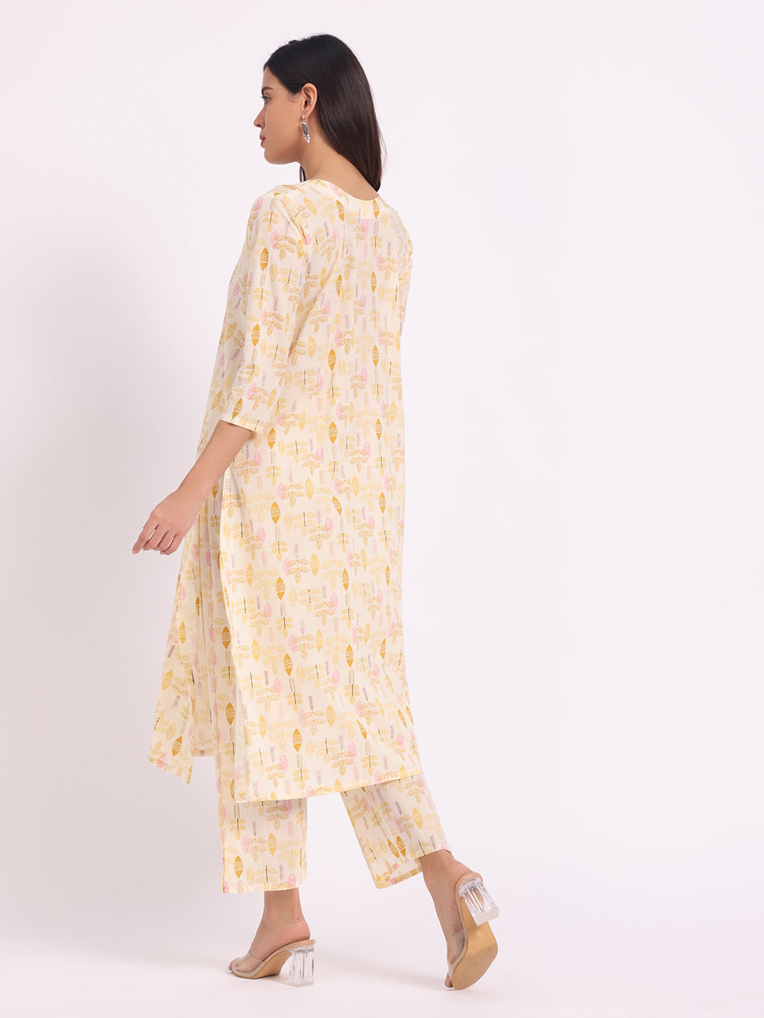 Sunlit Leaf Khadi Cotton Kurta Set