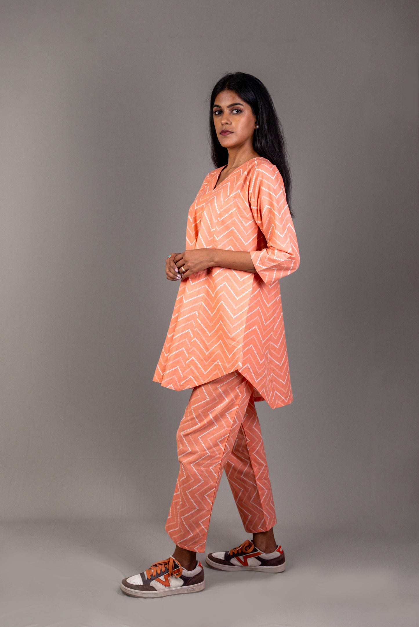 Peach Chevron Organic Cotton Co-Ord Set