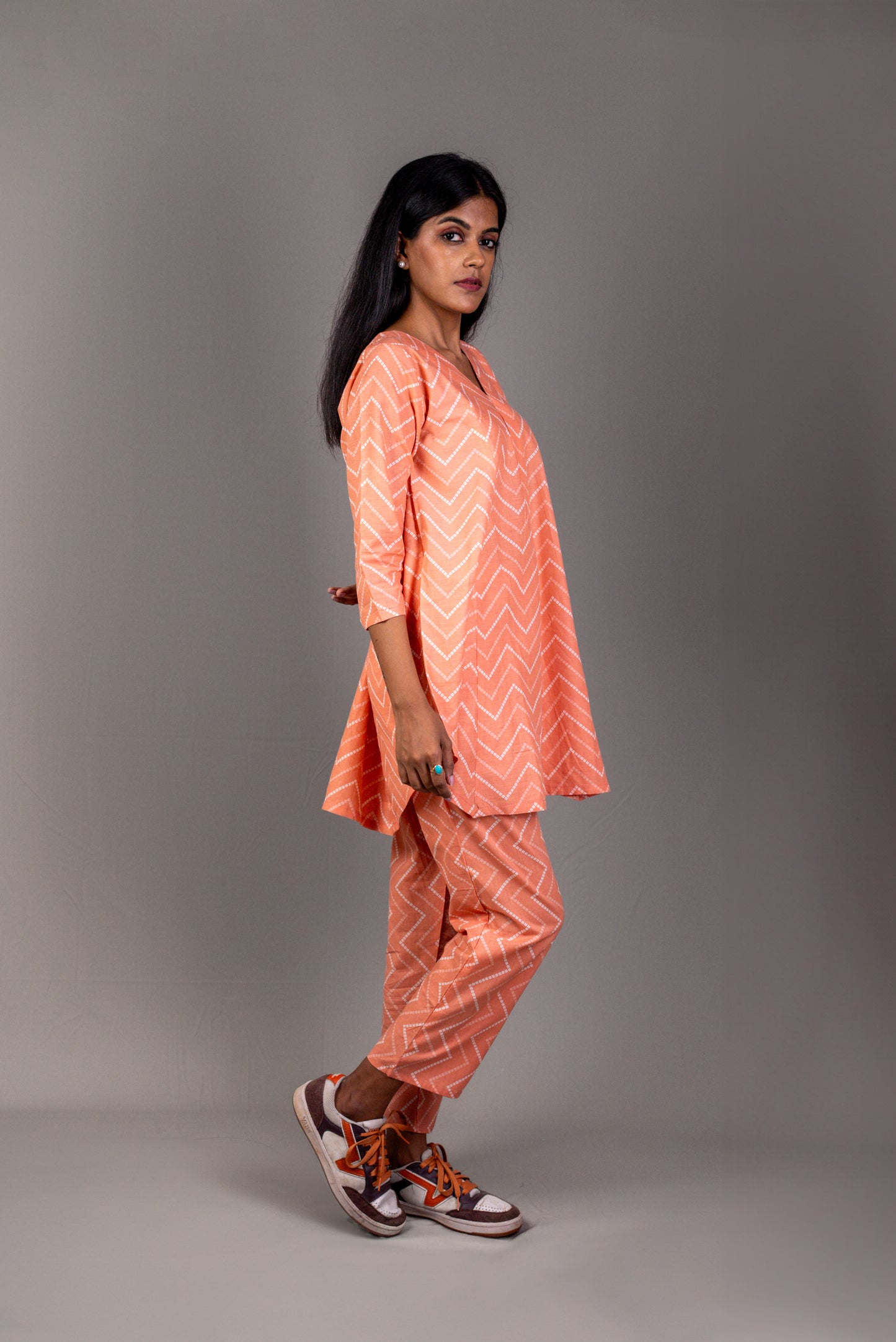 Peach Chevron Organic Cotton Co-Ord Set