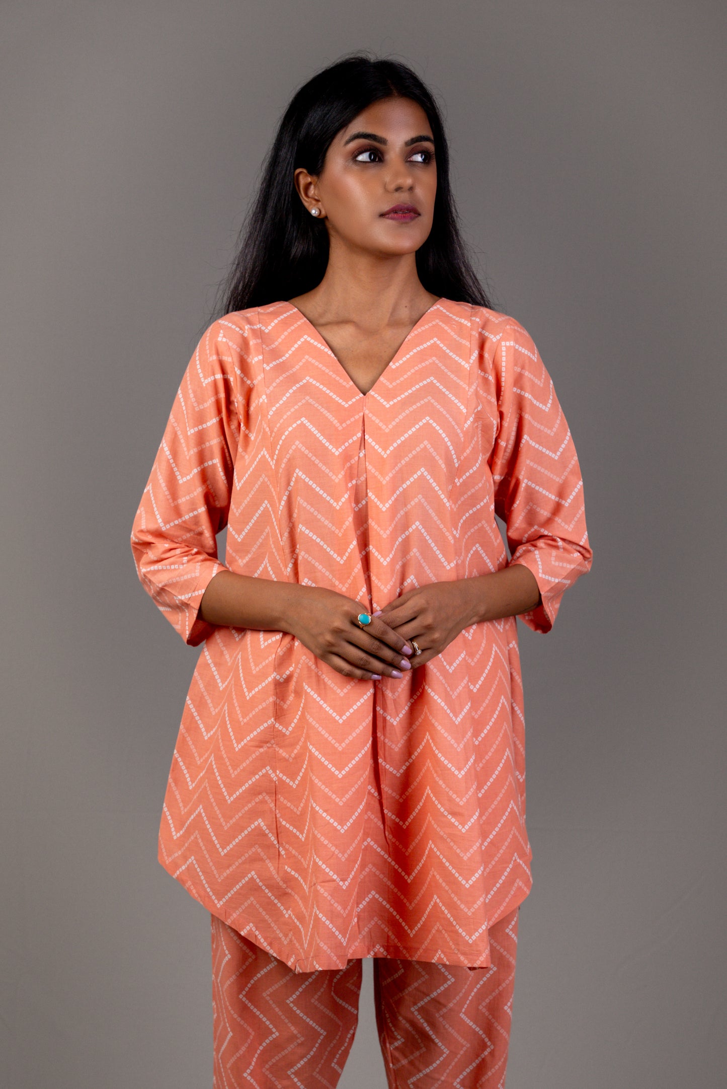 Peach Chevron Organic Cotton Co-Ord Set