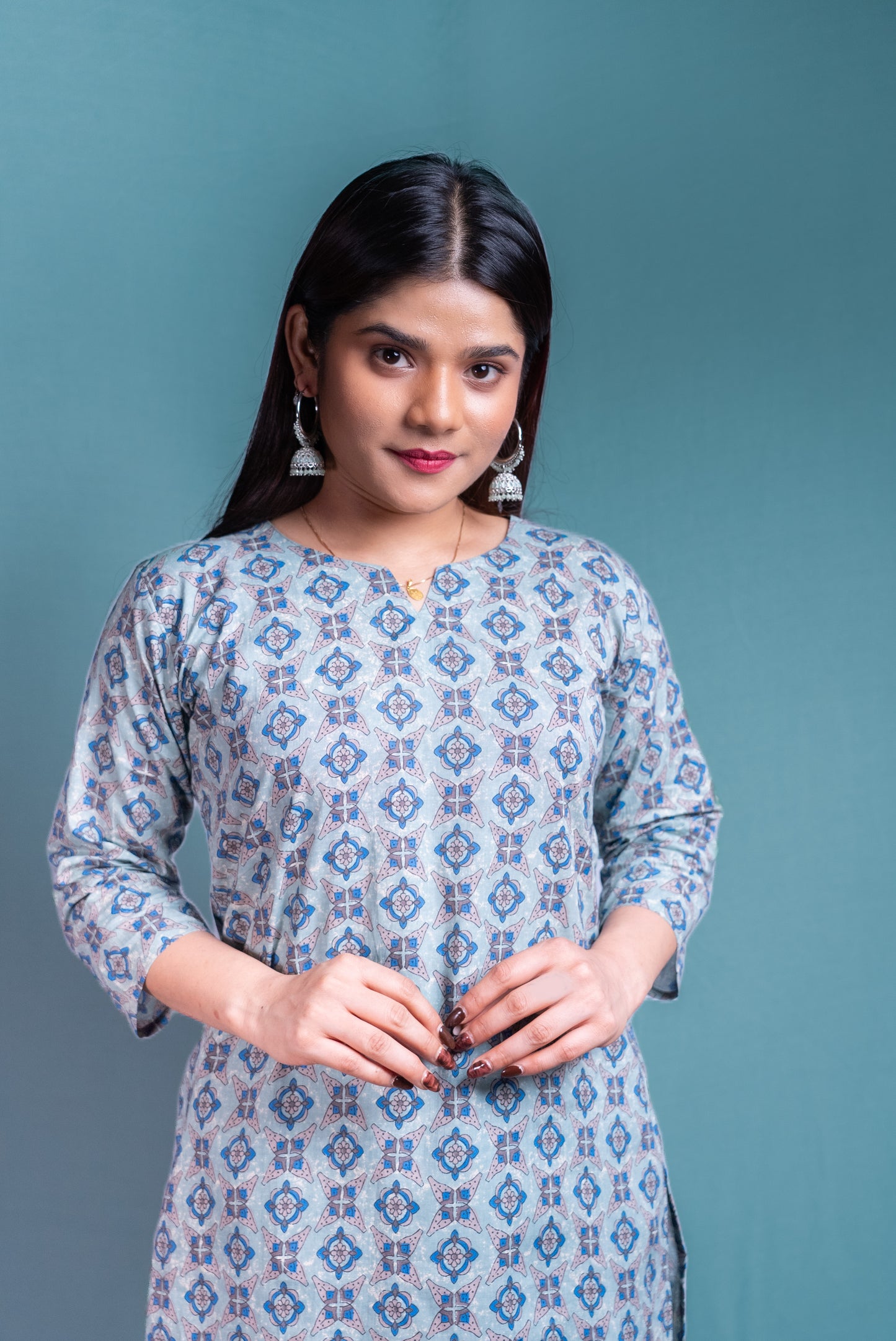 Organic Cotton Azure Ethnic Print Pyjama Set
