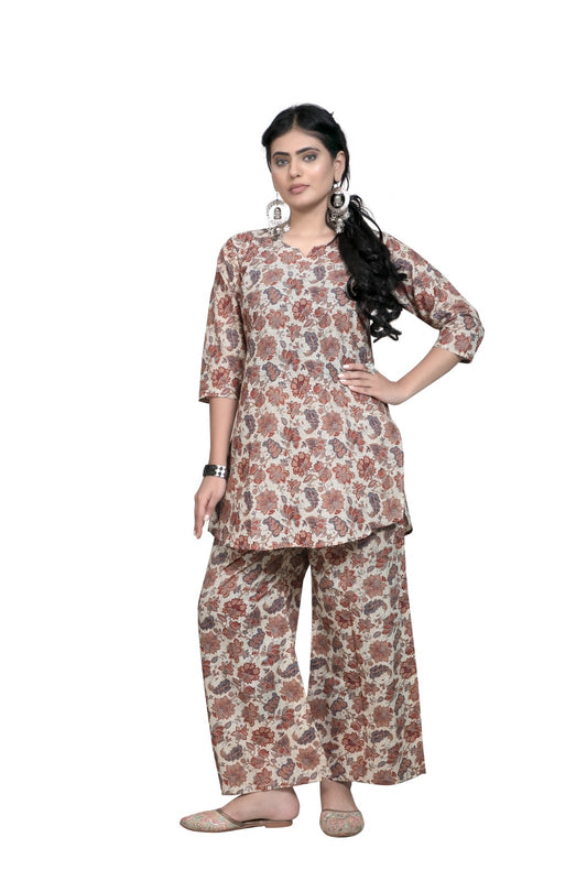 Floral Print Cotton Pajama Set