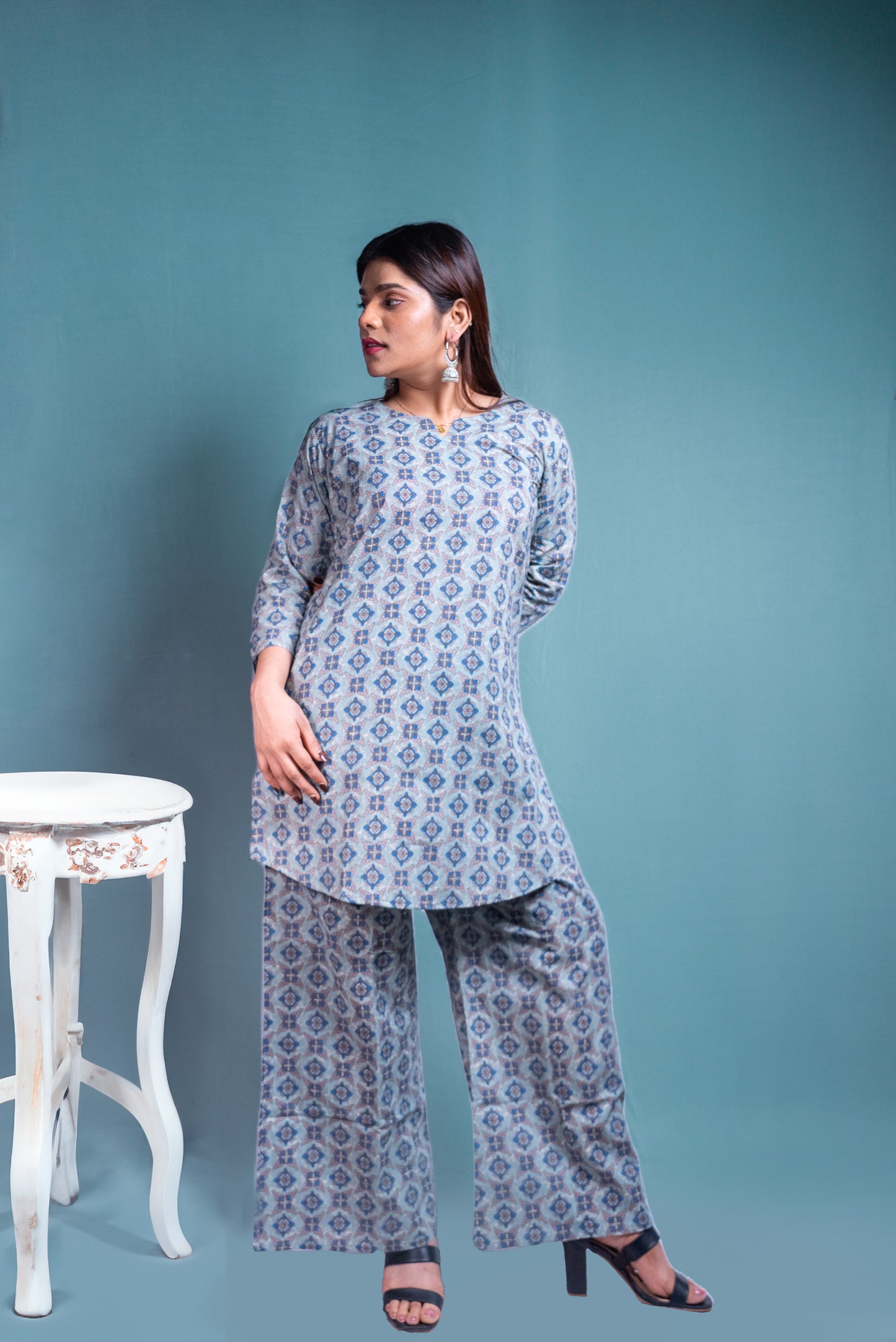 Organic Cotton Azure Ethnic Print Pyjama Set